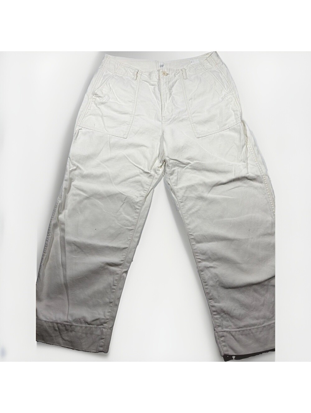 GAP White Casual Pants with Button Closure and Front Pockets